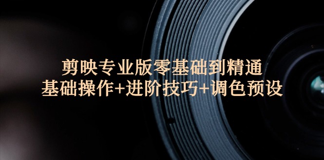 （12310期）剪映专业版零基础到精通：基础操作+进阶技巧+调色预设-中创网-创业项目大全_网络资源分享