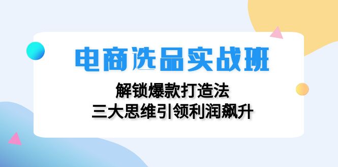 （12398期）电商选品实战班：解锁爆款打造法，三大思维引领利润飙升-中创网-创业项目大全_网络资源分享