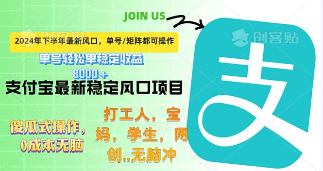（12563期）下半年最新风口项目，支付宝最稳定玩法，0成本无脑操作，最快当天提现…-中创网-创业项目大全_网络资源分享