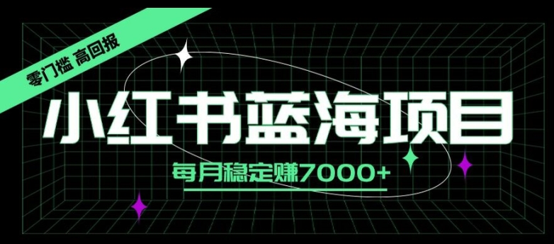 小红书蓝海项目，零门槛、高回报，每月稳定赚7000+-中创网-创业项目大全_网络资源分享