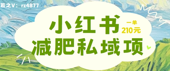 小红书减肥粉，私域变现项目，一单就达210元，小白也能轻松上手【揭秘】-中创网-创业项目大全_网络资源分享