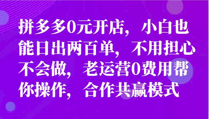 全新拼多多平台优质企业新手褔利，二天销售量过百单，不要钱、老经营代实际操作-中创网-创业项目大全_网络资源分享