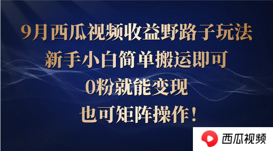 （12760期）西瓜视频收益野路子玩法，新手小白简单搬运即可，0粉就能变现，也可矩…-中创网-创业项目大全_网络资源分享