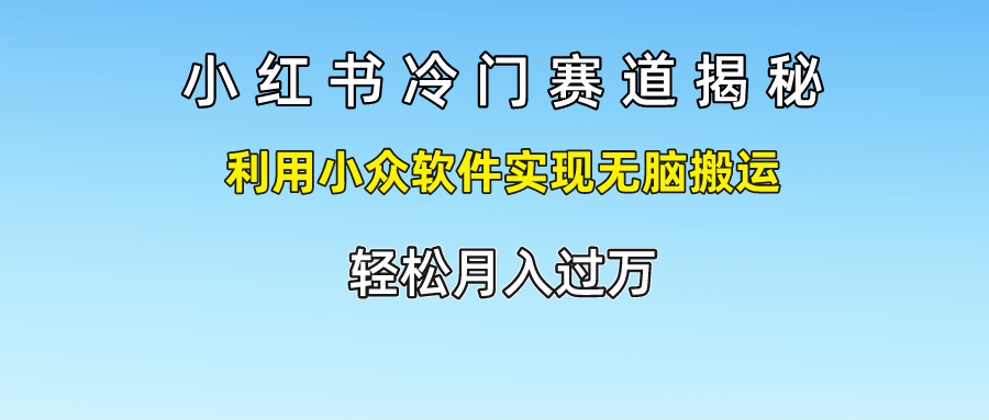 小红书的小众跑道揭密,运用小众软件完成没脑子运送，轻轻松松月入了万-中创网-创业项目大全_网络资源分享