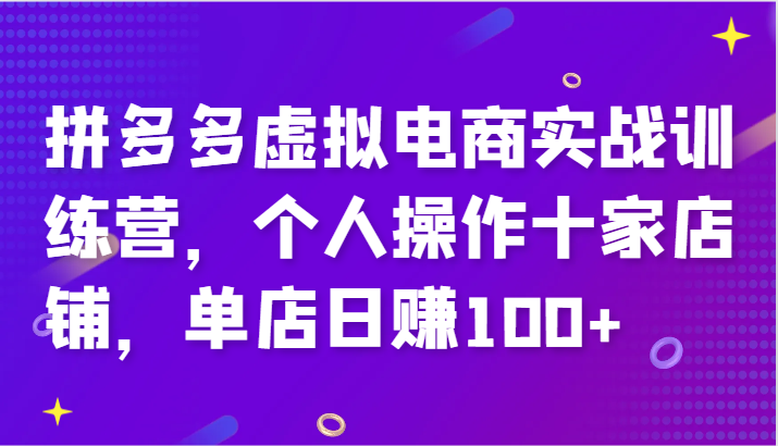 拼多多虚拟电商实战训练营，个人操作十家店铺，单店日赚100+-中创网-创业项目大全_网络资源分享