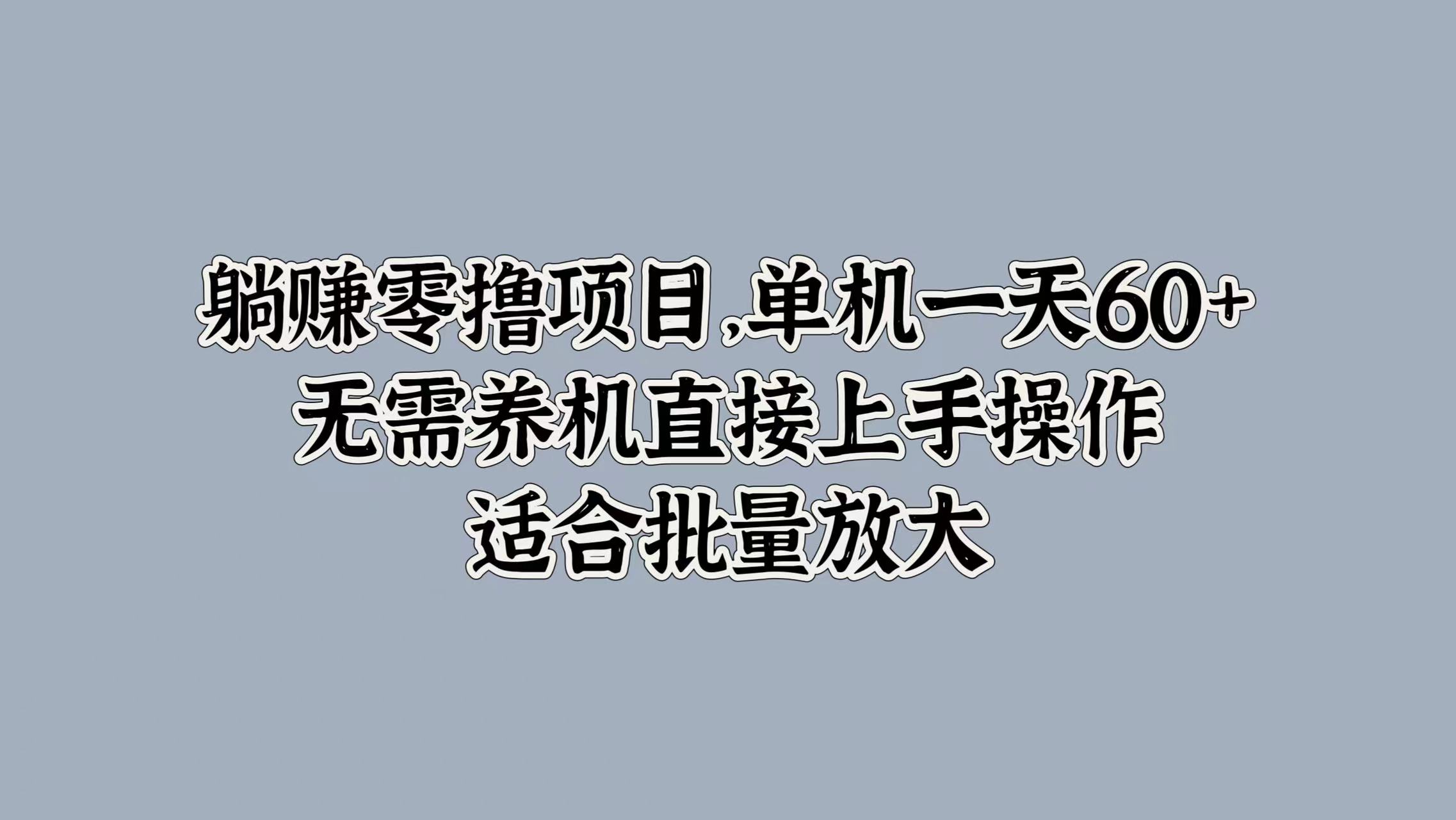 躺赚零撸项目，单机一天60+，无需养机直接上手操作，适合批量放大-中创网-创业项目大全_网络资源分享