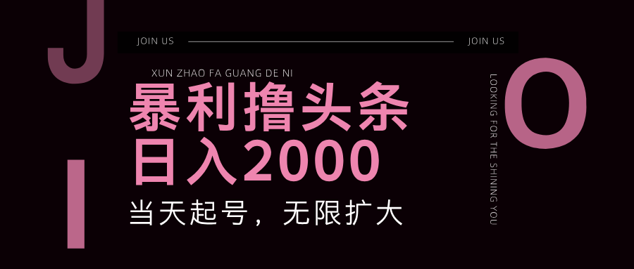 暴利撸头条，单号日入2000+，可无限扩大-中创网-创业项目大全_网络资源分享
