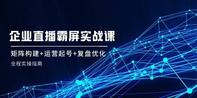 企业直播霸屏实战课：矩阵构建+运营起号+复盘优化，全程实操指南-中创网-创业项目大全_网络资源分享