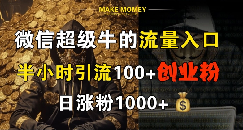 微信超级牛的流量入口，半小时引流100+创业粉，日涨粉1000+-中创网-创业项目大全_网络资源分享