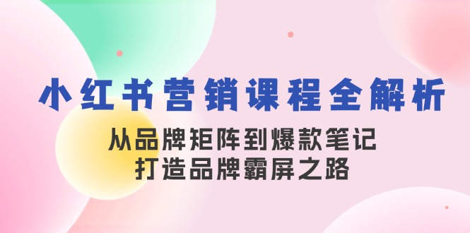 小红书营销课程全解析，从品牌矩阵到爆款笔记，打造品牌霸屏之路-中创网-创业项目大全_网络资源分享