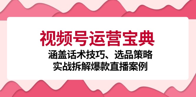 视频号运营宝典：涵盖话术技巧、选品策略、实战拆解爆款直播案例-中创网-创业项目大全_网络资源分享