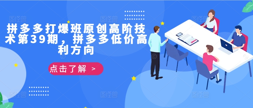 拼多多打爆班原创高阶技术第39期，拼多多低价高利方向-中创网-创业项目大全_网络资源分享