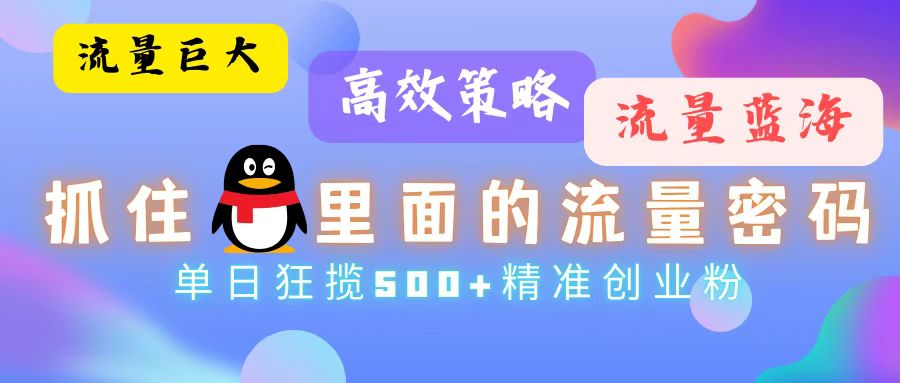 （13068期）流量蓝海，抓住QQ里面的流量密码！高效策略，单日狂揽500+精准创业粉-中创网-创业项目大全_网络资源分享