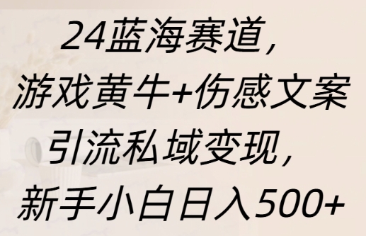 蓝海赛道，游戏黄牛+伤感文案引流私域变现，新手小白日入多张-中创网-创业项目大全_网络资源分享