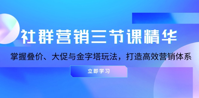 （13431期）社群营销三节课精华：掌握叠价、大促与金字塔玩法，打造高效营销体系-中创网-创业项目大全_网络资源分享