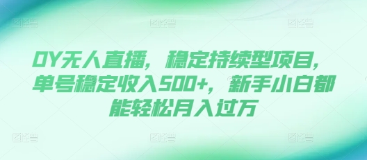 DY无人直播，稳定持续型项目，单号稳定收入500+，新手小白都能轻松月入过万【揭秘】-中创网-创业项目大全_网络资源分享