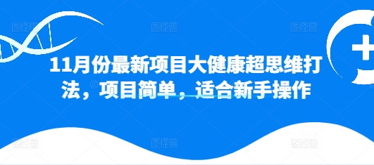 11月份最新项目大健康超思维打法，项目简单，适合新手操作-中创网-创业项目大全_网络资源分享
