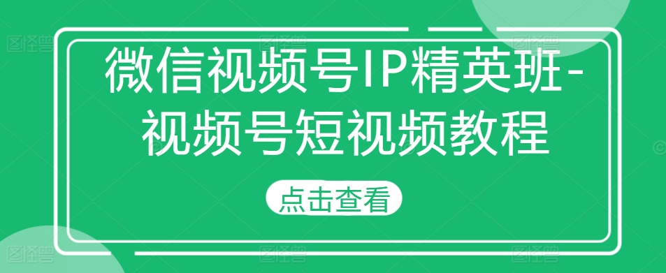 微信视频号IP精英班-视频号短视频教程-中创网-创业项目大全_网络资源分享