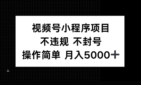 视频号小程序项目，不违规不封号，操作简单 月入5000+-中创网-创业项目大全_网络资源分享