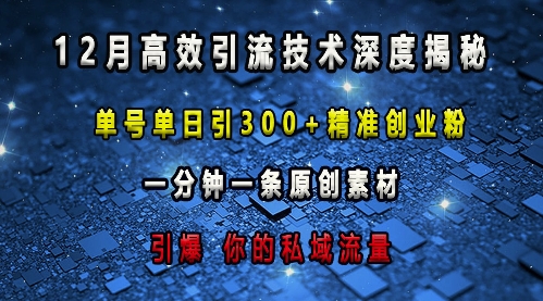 最新高效引流技术深度揭秘 ，单号单日引300+精准创业粉，一分钟一条原创素材，引爆你的私域流量-中创网-创业项目大全_网络资源分享