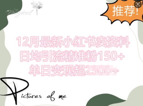 12月最新小红书日均引流精准粉100+，单日变现多张-中创网-创业项目大全_网络资源分享