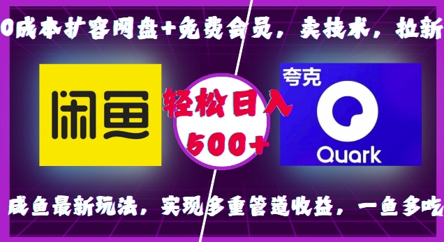 0成本扩容网盘+免费会员，卖技术，拉新，咸鱼最新玩法，实现多重管道收益，一鱼多吃，轻松日入500+-中创网-创业项目大全_网络资源分享