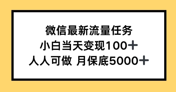 微信最新流量任务，小白当天变现100+，人人可做-中创网-创业项目大全_网络资源分享