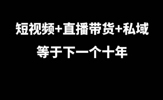 短视频+直播带货+私域等于下一个十年，大佬7年实战经验总结-中创网-创业项目大全_网络资源分享