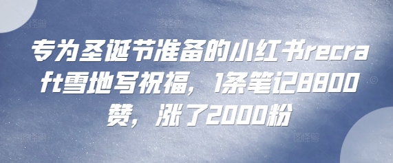 专为圣诞节准备的小红书recraft雪地写祝福，1条笔记8800赞，涨了2000粉-中创网-创业项目大全_网络资源分享