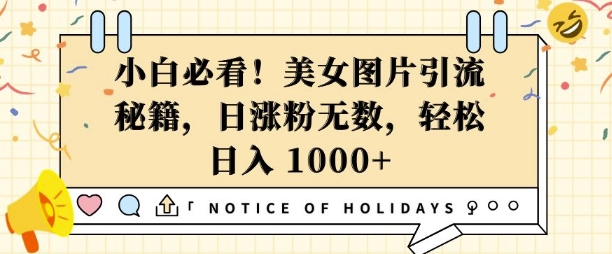 小白必看，美女图片引流秘籍，日涨粉无数，轻松日入几张【揭秘】-中创网-创业项目大全_网络资源分享