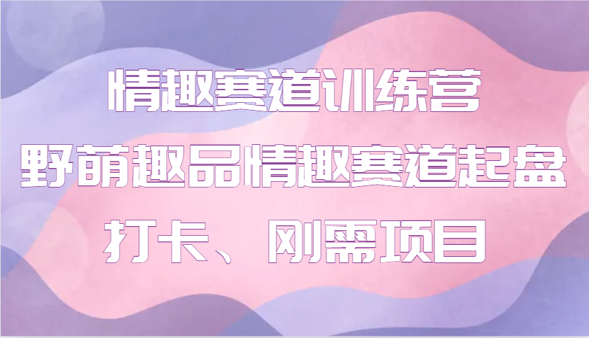 情趣赛道训练营 野萌趣品情趣赛道起盘打卡、刚需项目-中创网-创业项目大全_网络资源分享
