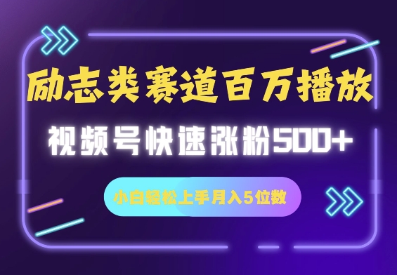 励志类赛道也能百万播放，快速涨粉500+视频号变现月入5位数-中创网-创业项目大全_网络资源分享