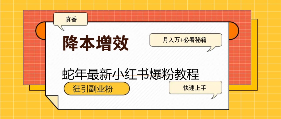 蛇年最新小红书爆粉教程，狂引副业粉，月入万+必看-中创网-创业项目大全_网络资源分享