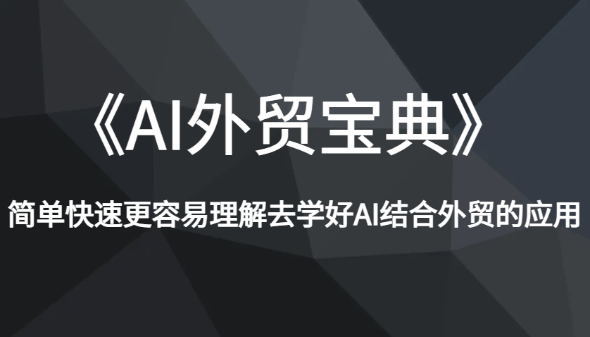 《AI外贸宝典》简单快速更容易理解去学好AI结合外贸的应用-中创网-创业项目大全_网络资源分享