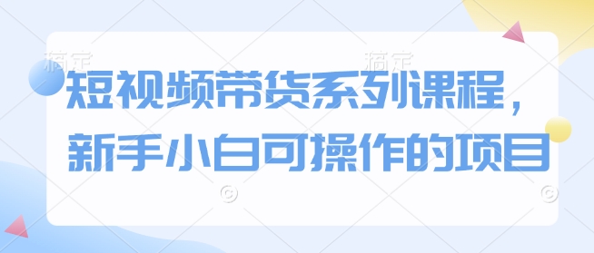 短视频带货系列课程，新手小白可操作的项目-中创网-创业项目大全_网络资源分享