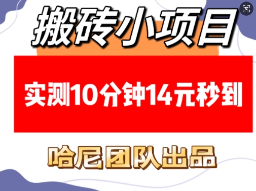 搬砖小项目，实测10分钟14元秒到，每天稳定几张(赠送必看稳定)-中创网-创业项目大全_网络资源分享