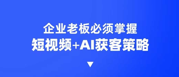 企业短视频AI获客霸屏流量课，6步短视频+AI突围法，3大霸屏抢客策略-中创网-创业项目大全_网络资源分享