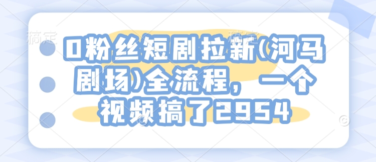 0粉丝们短剧剧本引流(小河马剧院)全过程，一个视频做了2954-中创网-创业项目大全_网络资源分享