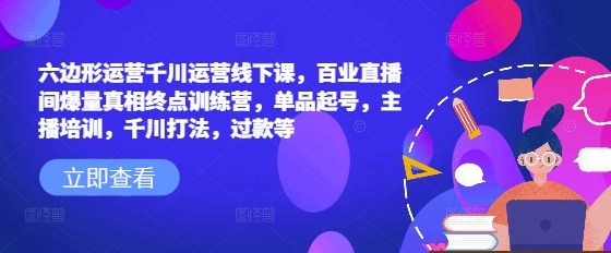 六边形运营千川运营线下课，百业直播间爆量真相终点训练营，单品起号，主播培训，千川打法，过款等-中创网-创业项目大全_网络资源分享