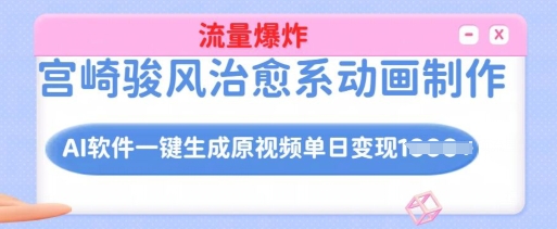 宫崎骏动漫风治愈系动画制做，AI手机软件一键生成原创短视频总流量发生爆炸，单日转现好几张，详尽实际操作步骤-中创网-创业项目大全_网络资源分享