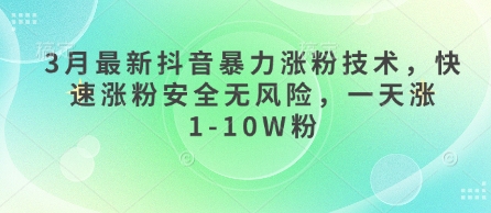 3月最新抖音暴力涨粉技术，快速涨粉安全无风险，一天涨1-10W粉-中创网-创业项目大全_网络资源分享