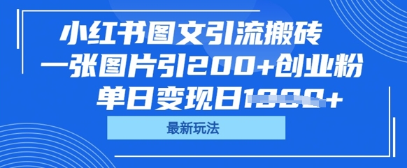 小红书图文引流搬砖，一张图片引200+创业粉，单日变现日数张-中创网-创业项目大全_网络资源分享