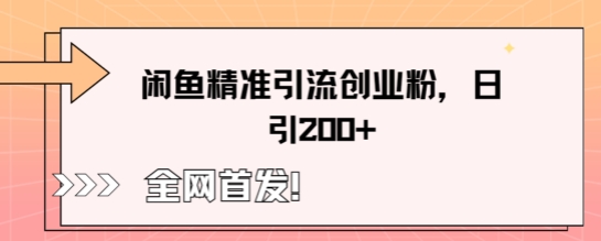 闲鱼精准引流创业粉，轻松日引200+-中创网-创业项目大全_网络资源分享