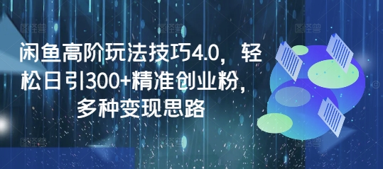 闲鱼平台高级技巧攻略4.0，轻轻松松日引300 精确自主创业粉，多种多样转现构思-中创网-创业项目大全_网络资源分享