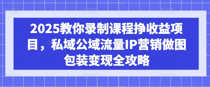 2025教大家录制课程挣盈利新项目，公域公域流量IP营销推广作图外包装转现攻略大全-中创网-创业项目大全_网络资源分享