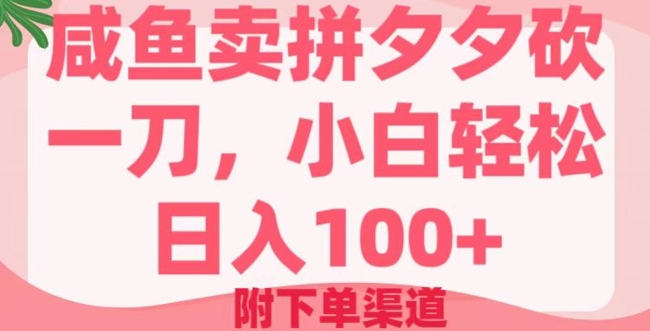 咸鱼卖并夕夕砍一刀，新手轻轻松松日入100 (附提交订单方式)-中创网-创业项目大全_网络资源分享