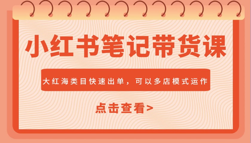小红书笔记带货课，大红海类目快速出单，市场大，可以多店模式运作-中创网-创业项目大全_网络资源分享