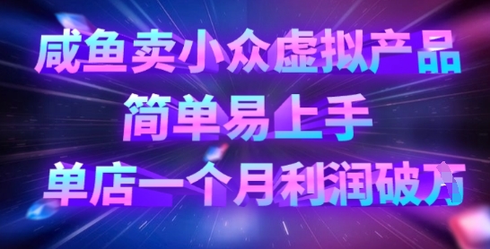 咸鱼卖小众虚拟产品，简单易上手，单店一个月利润破W-中创网-创业项目大全_网络资源分享