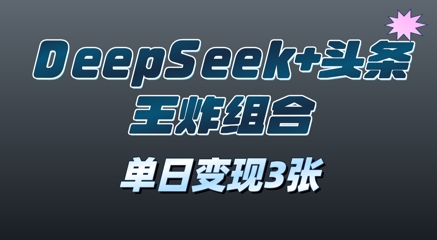 2025年DeepSeek+头条王炸组合，单日变现3张-中创网-创业项目大全_网络资源分享