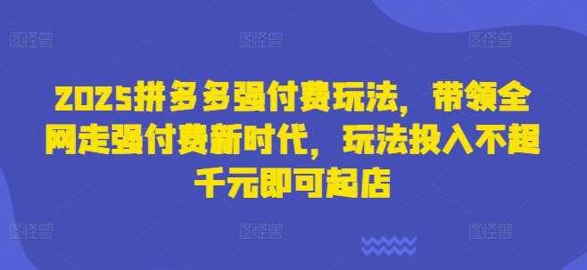 2025拼多多强付费玩法，带领全网走强付费新时代，玩法投入不超千元即可起店-中创网-创业项目大全_网络资源分享